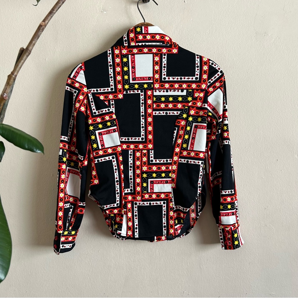Wacky Retro Patchwork-Patterned Blouse - image 3